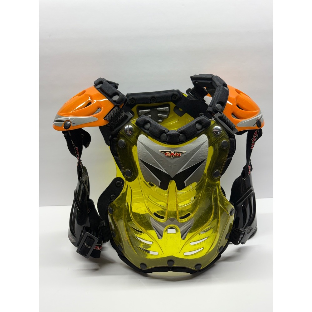 CAN Motocross Chest Protector Neon Yellow Orange Youth ATV Dirt Bike MX